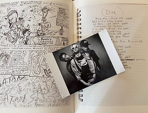 Kurt Cobains Tagebuch und Postkarte Nirvana