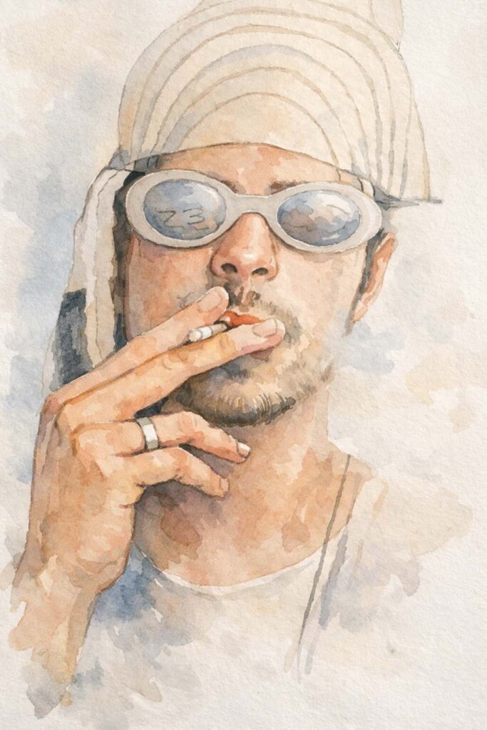 Kurt Cobain, aquarellierte Zeichnung